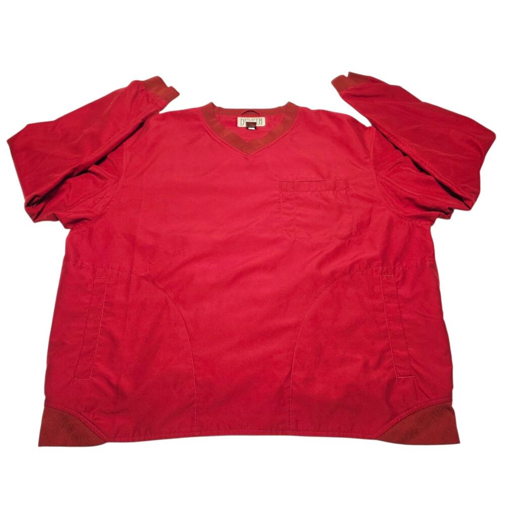 Duluth Trading Mens V-Neck Bogey Red Windbreaker Pullover Long Sleeve Size XL